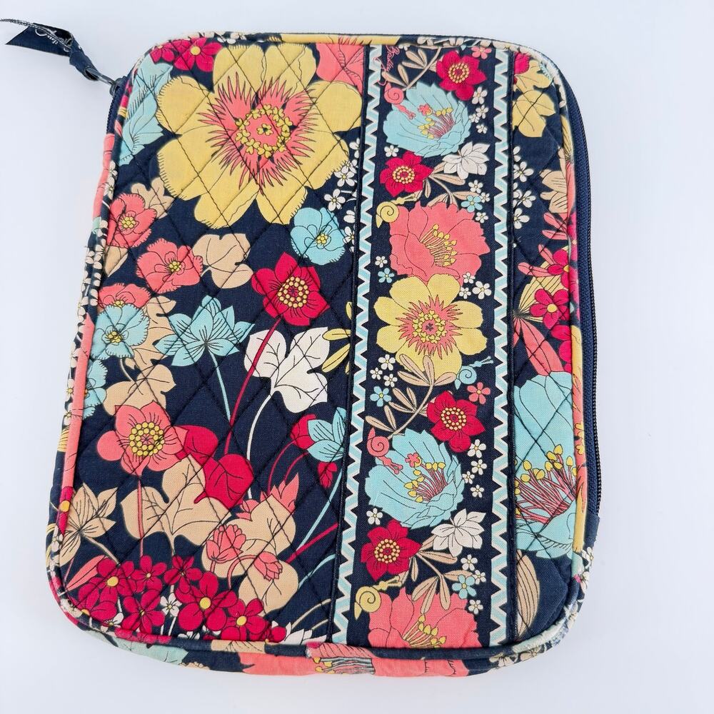 Vera Bradley Happy Snails Tablet eReader Sleeve Case Retired Quilted Zip Navy